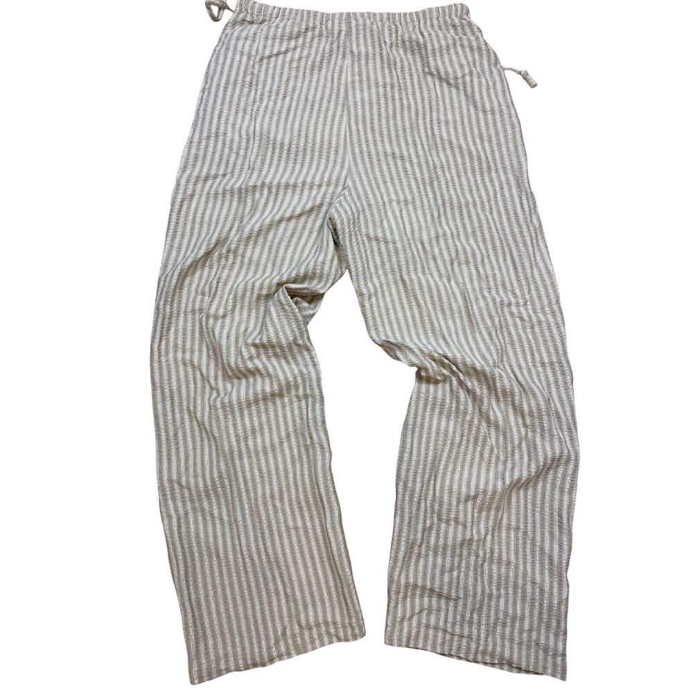 Vtg The Limited 100% rayon baggy striped beige white airy lounge pants medium - Picture 4 of 4